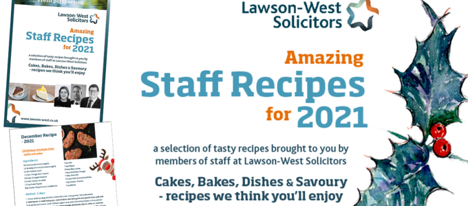 Our Christmas Gift to You:  Lawson-West's  'Amazing Staff Recipes'  book launches today !