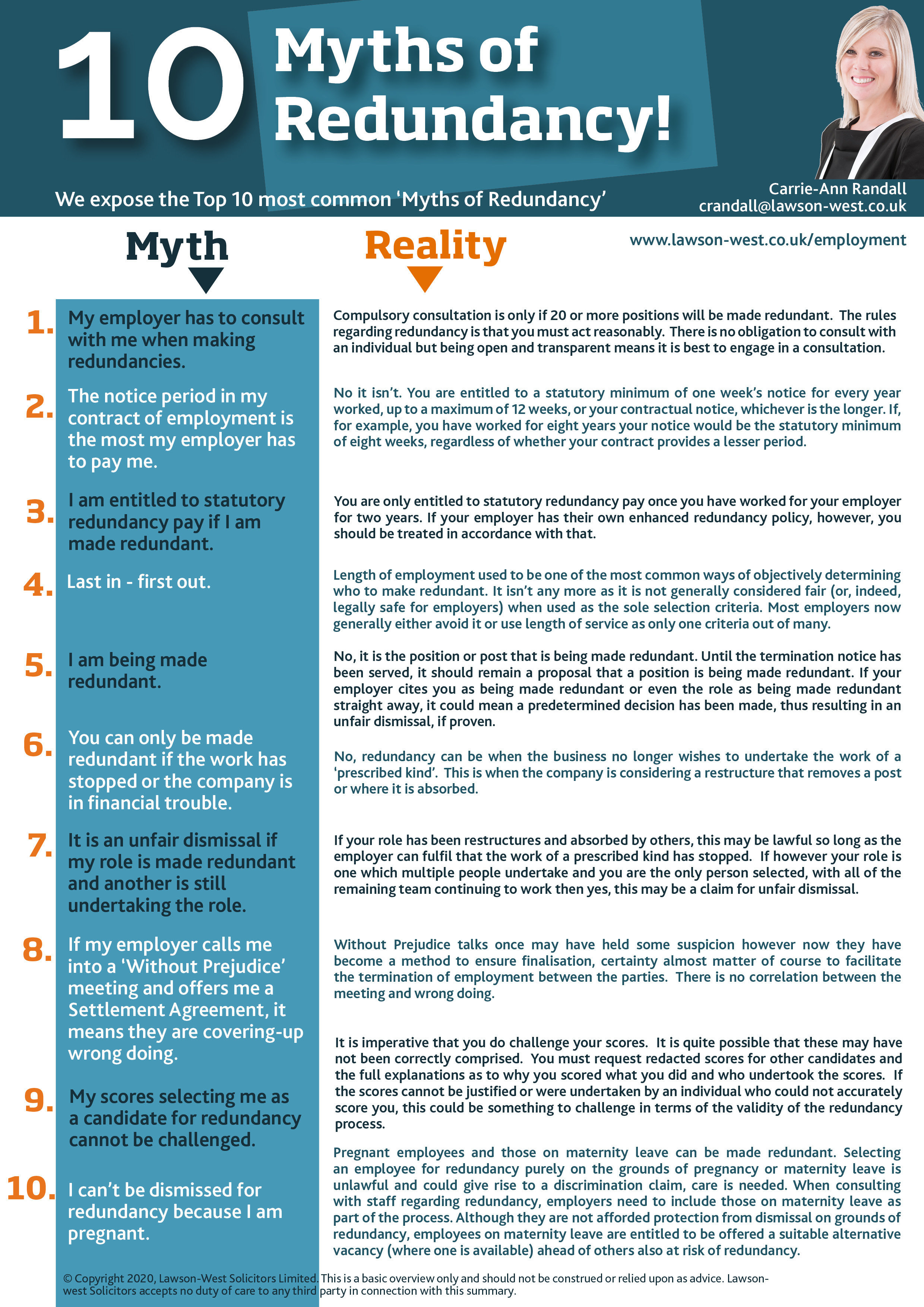 10 Myths of Redundancy, employment law &amp; being made redundant