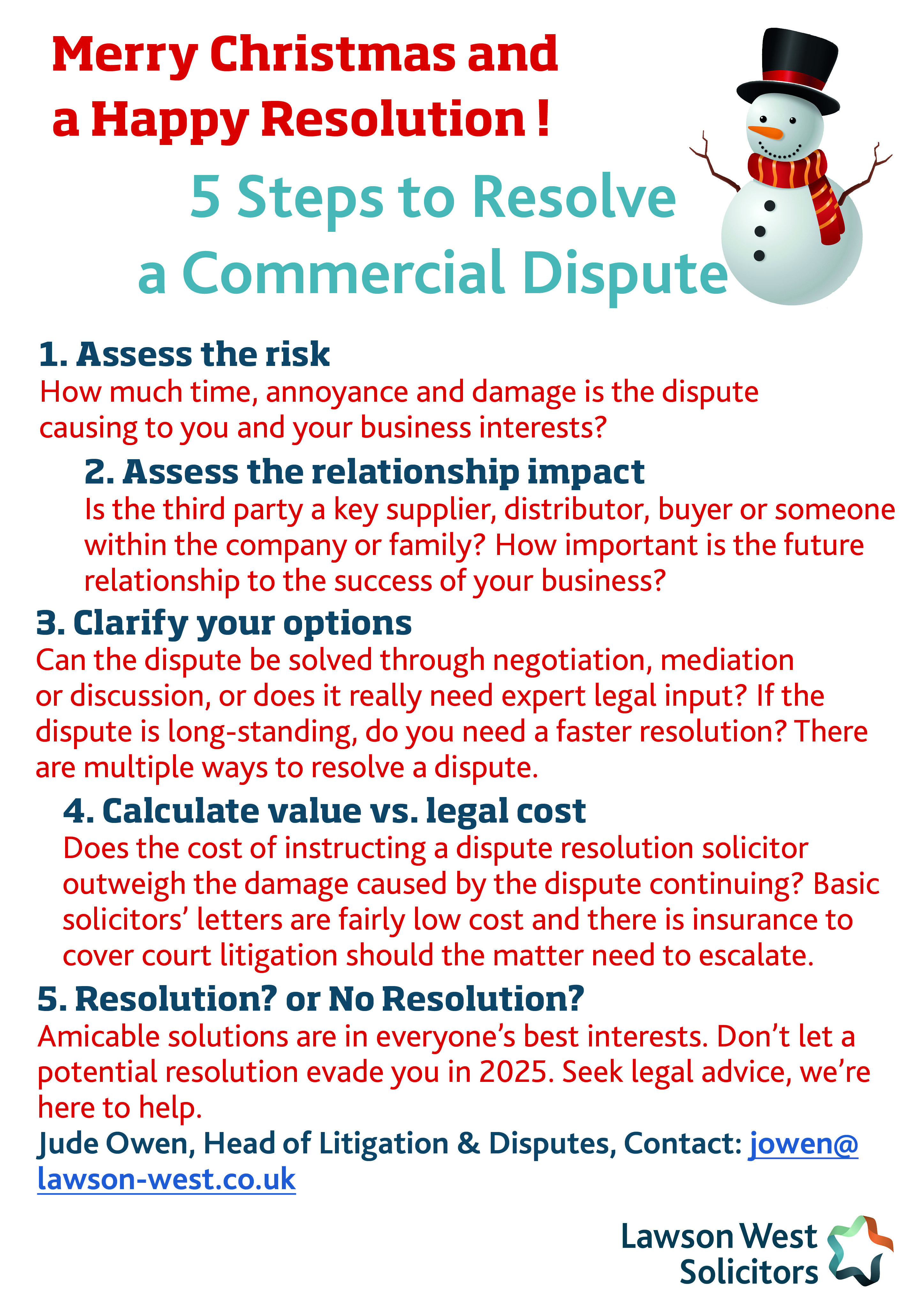 Litigation Xmas Dispute 5 Steps