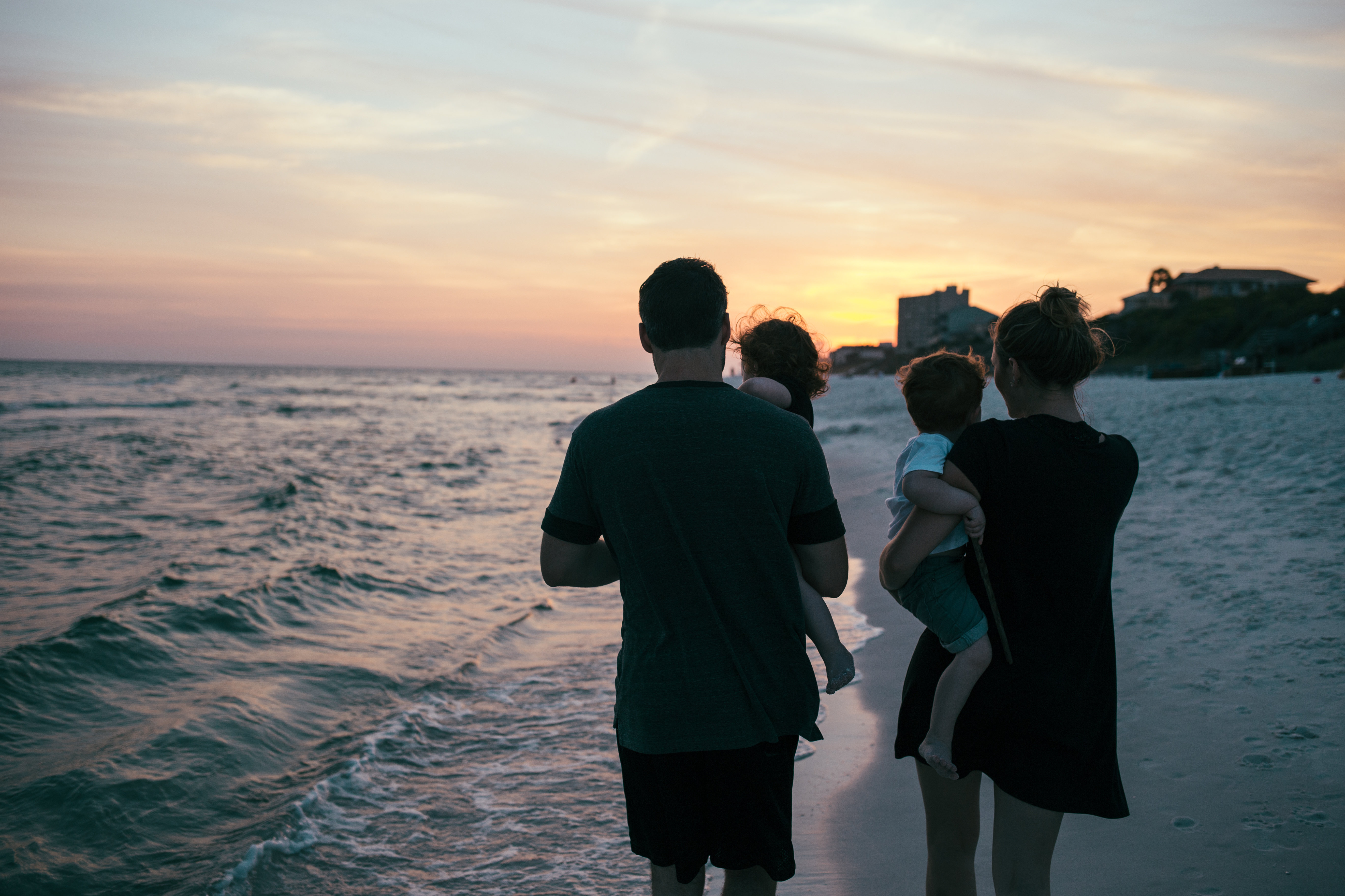 family on beach