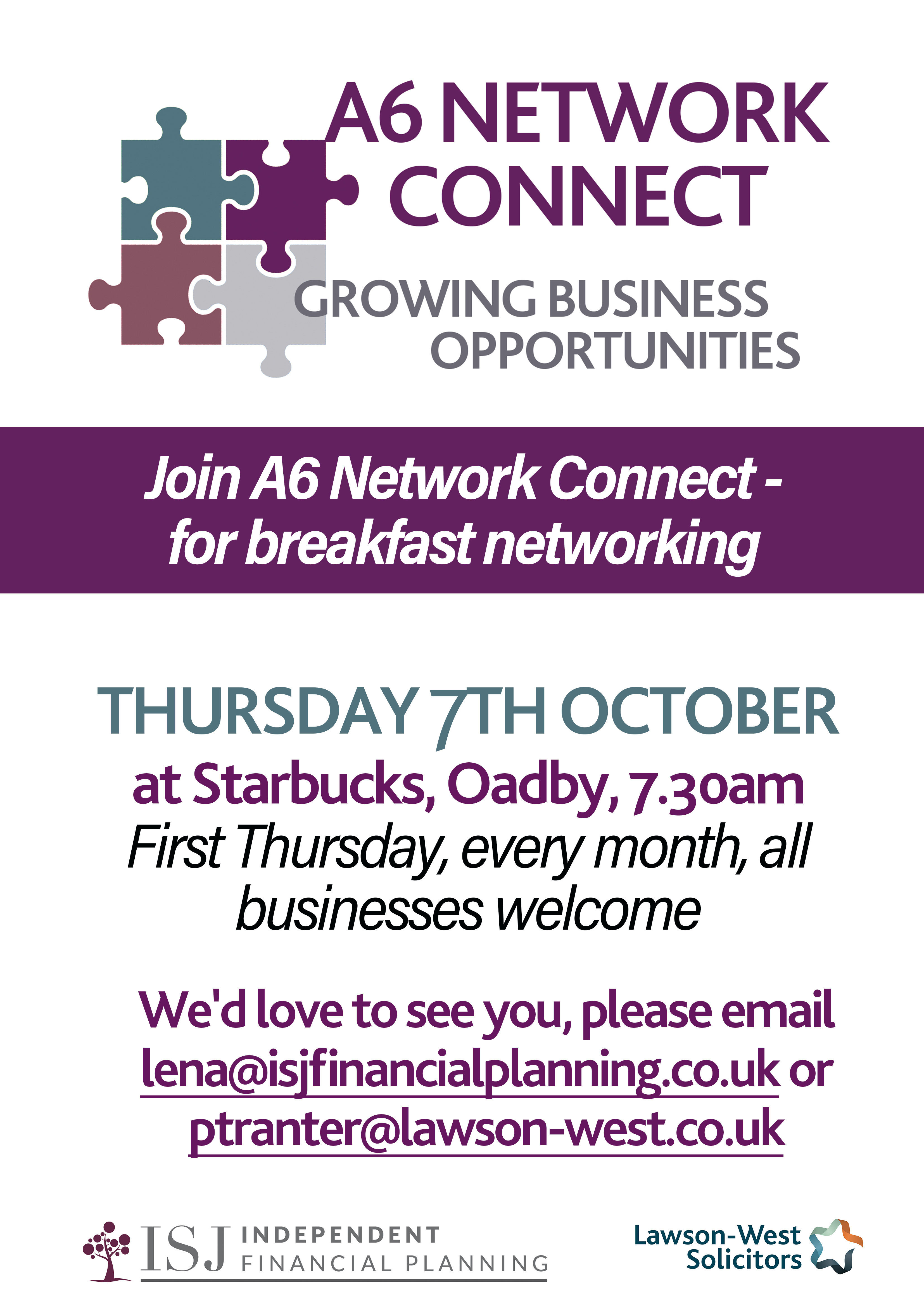 A6 Network Connect 7th October networking event, Leicester