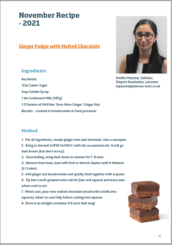 Amazing Staff Recipe:  Ginger Fudge with Chocolate 