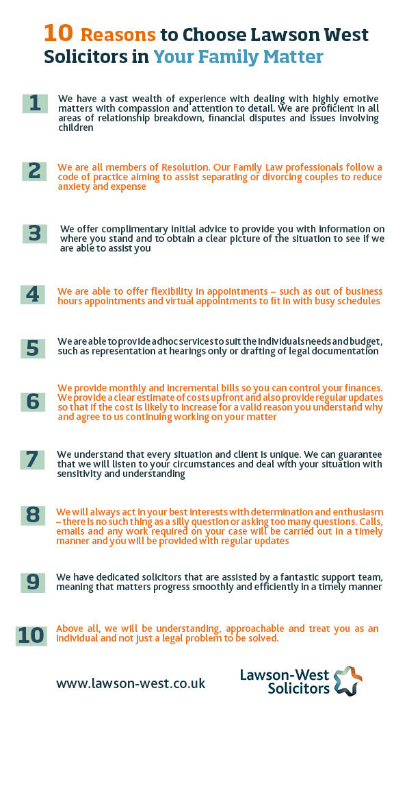 10 Reasons why to use Lawson West Solicitors